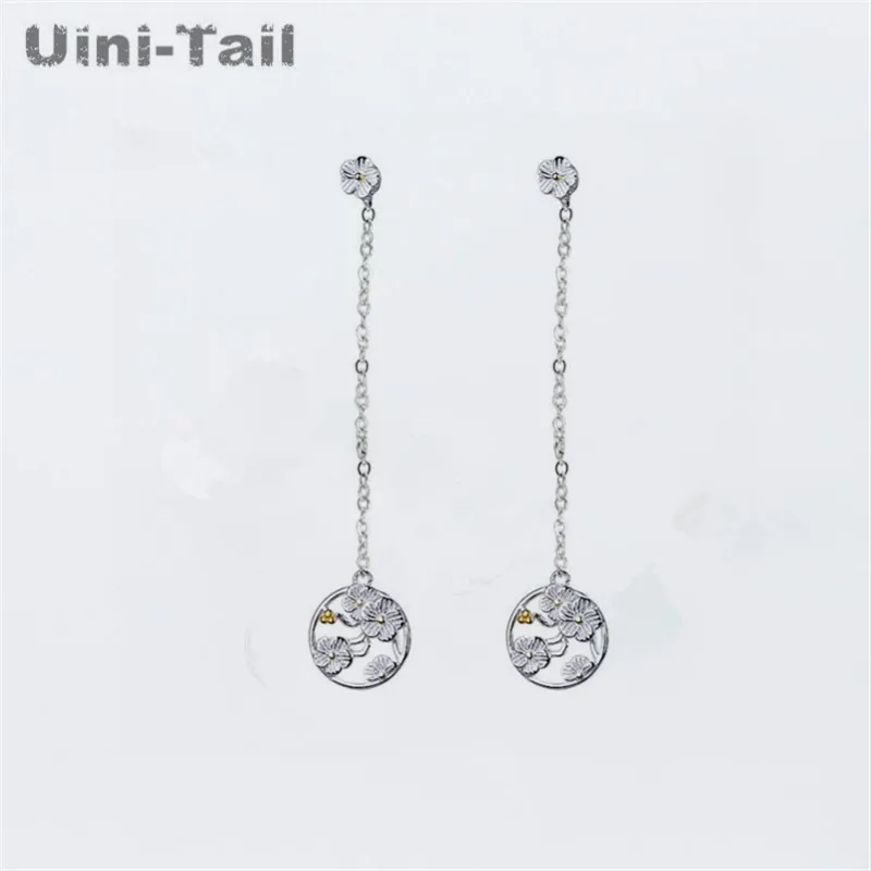 Uini Tail хит продаж 925 пробы серебряные корейские вишневые длинные уши проволока
