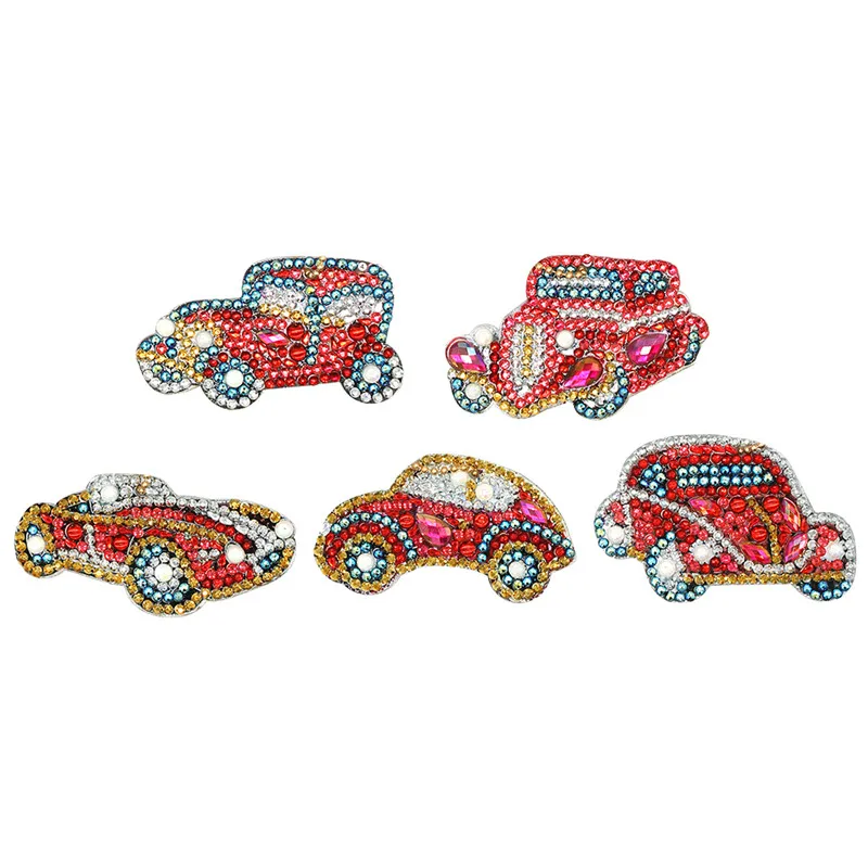 5pcs Car 4/5 шт полностью своими руками из страз особой формы алмазов картина брелок мультфильм животных Для женщин сумка подвесной орнамент ювелирный брелок для ключей подарки - Цвет: 5pcs Car