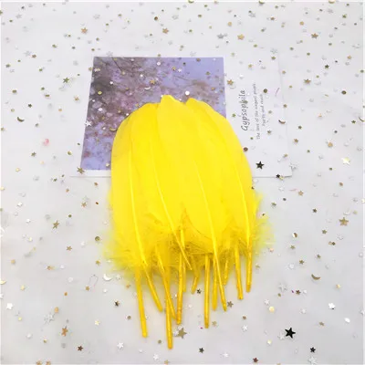 Yellow 50pcs Натуральные гусиные перья для рукоделия Плюм 5-7 дюймов/13-18 см ювелирные изделия Одежда Аксессуары свадебные украшения 50 шт - Цвет: Yellow 50pcs