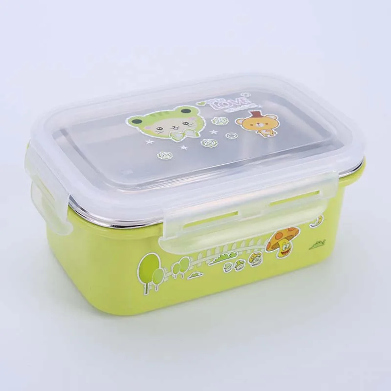 Square Green Metal 1000 мл детская коробка для завтрака детская коробка для бэнто ланча из нержавеющей стали изолированные контейнеры для пикника кемпинга контейнер для хранения еды Ланчбокс - Цвет: Square Green Metal