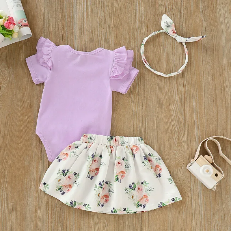 Комплект летней одежды для маленьких девочек 3 шт. боди новорожденных топ