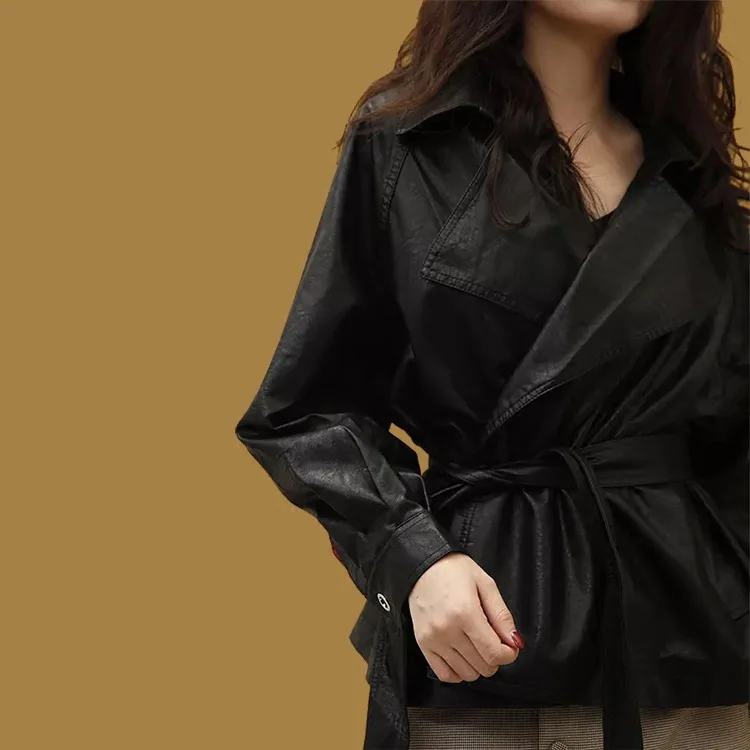 FATIKA 2019 Весна Осень Женские винтажные куртки и пальто из искусственной кожи