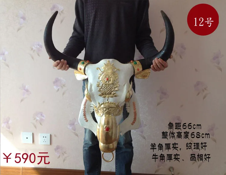 

head Arts Crafts Yak skull Crafts Ornament skull specimen features and true cow handbag copper head hanging ornaments