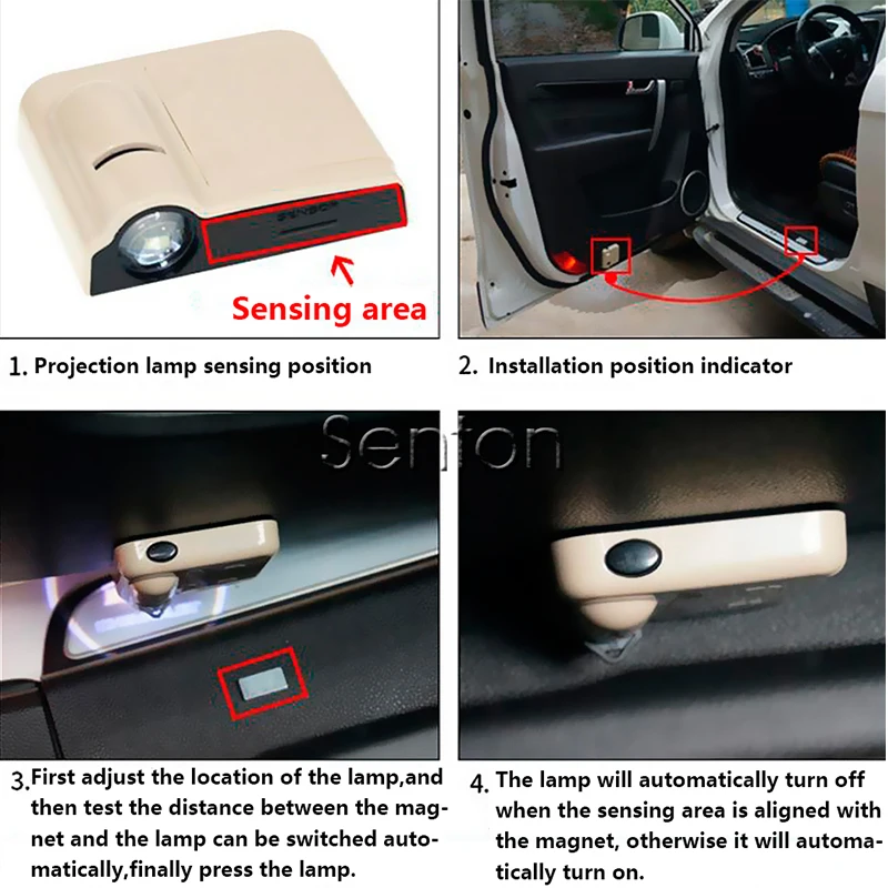 Автомобильная дверная лампа для Skoda Rapid Fabia Yeti Peugeot 206 308 207 407 406 301 307 Opel Vectra C Insignia Mokka