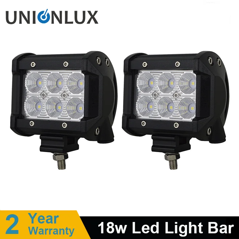 

2Pcs Car Accessories 4" 18W LED light bar Spot/Flood 6000K 12V Pod Light Led Work Light for Off-road Truck SUV Jeep Tractor 4WD