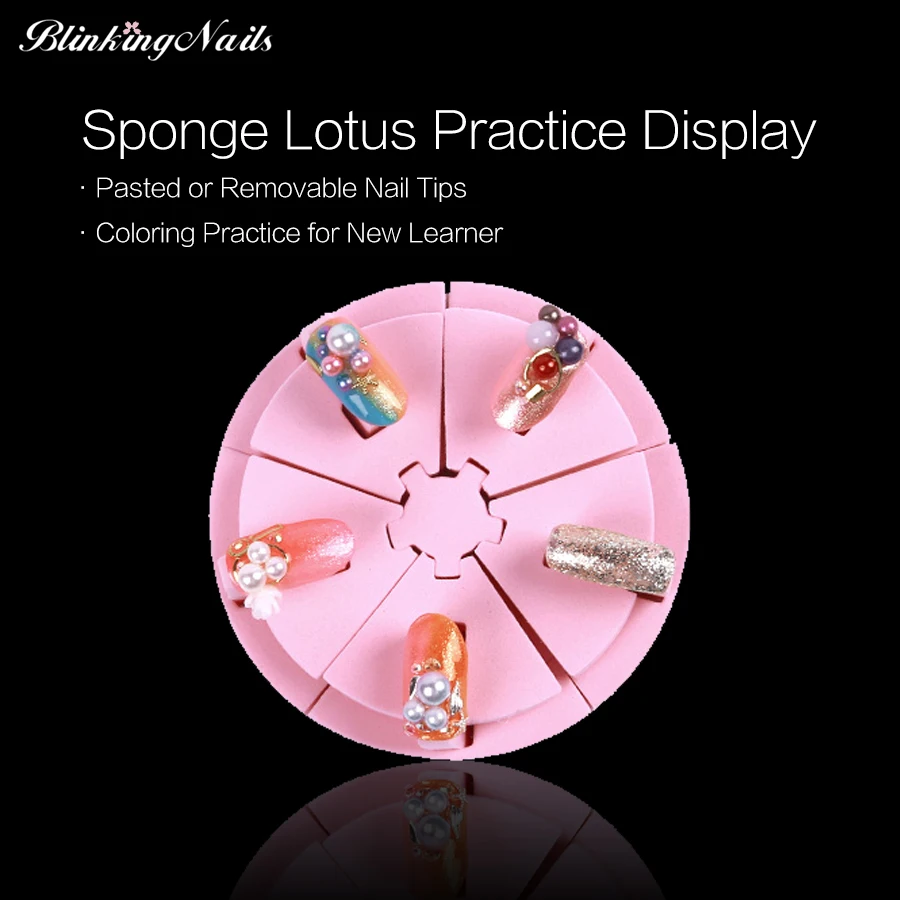 3D дизайн ногтей тренировочный Дисплей Стенд Розовый Практика Губка держатель