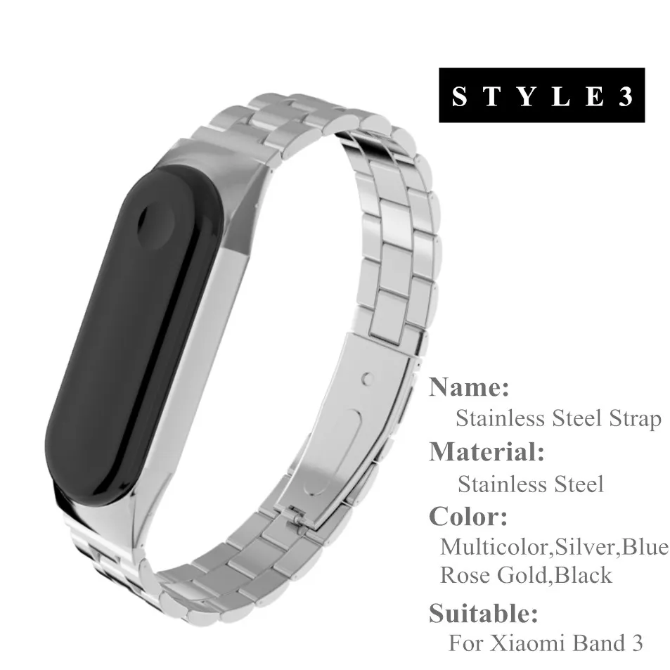 Браслет из нержавеющей стали для Xiaomi Band 3 ремешок цвета розового золота сменный