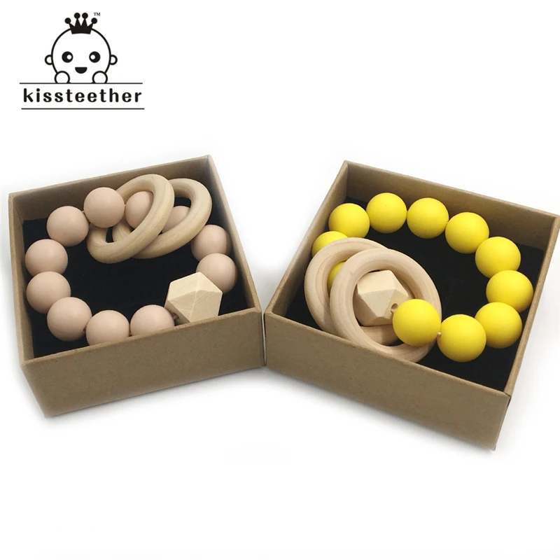 Детский Прорезыватель для зубов браслет кормления пищевой силиконовый бисер