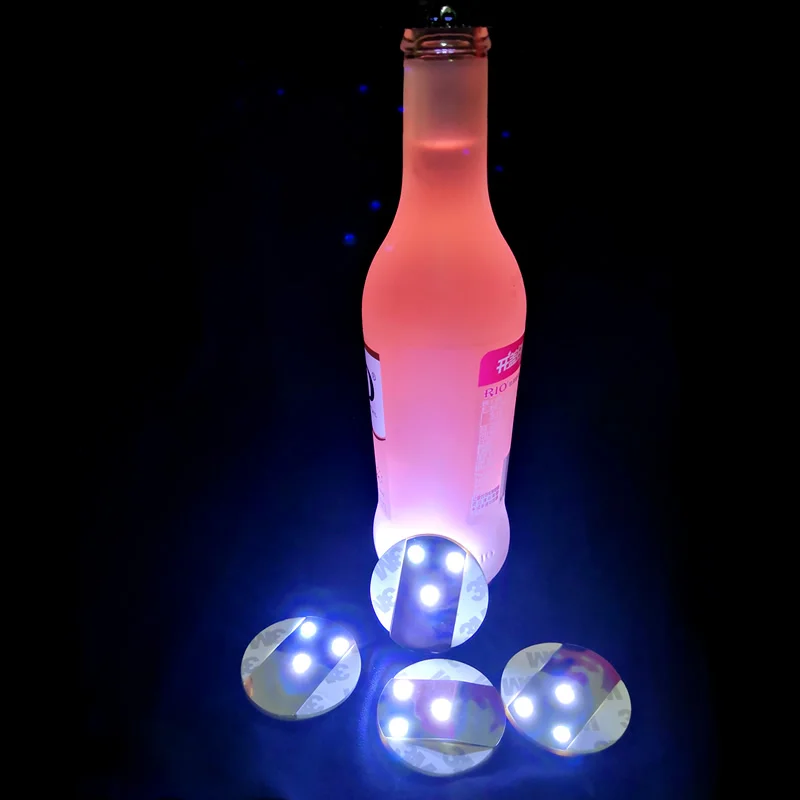 

100pcs/lot Bottle LED Light Stickers LED Wine Bottle Glorifier Light LED Coaster Cup Mat Vase Light for Christmas Xmas Party