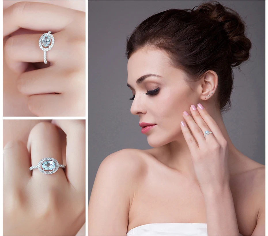 Jewelrypalace круглый 1ct натуральный голубой топаз кольцо стерлингового серебра 925