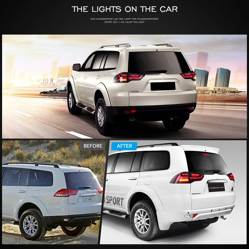 Светодиодный задний фонарь для Mitsubishi Pajero/Montero Sport 2011- левый и правый светодиодный задний свет, обратный светильник последовательного поворота