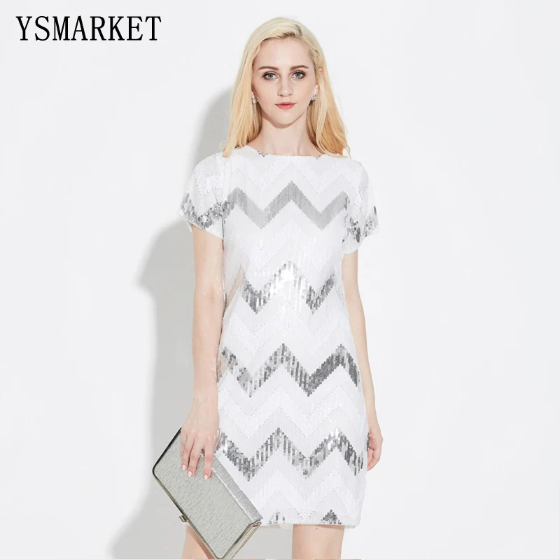 YSMARKET потрясающее мини женское вечернее платье с коротким рукавом волнистым