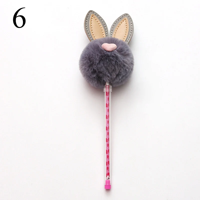6 Милый Плюшевый Кролик с ушами гелевая ручка 0,5 мм Kawaii черные чернила нейтральные ручки для детей девочки подарок письма школьные принадлежности корейские канцелярские принадлежности - Цвет: 6