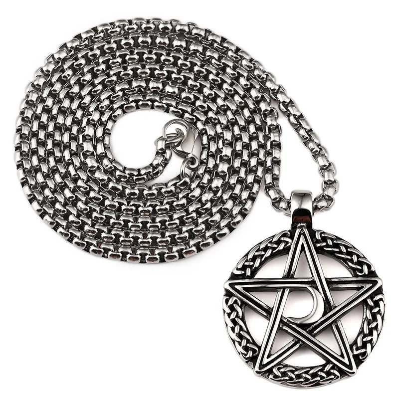 Mens Golden Bling Titanium Steel necklaces pendants Silver plated STARS MOON Charm Chains Hip Hop Women Jewelry | Украшения и