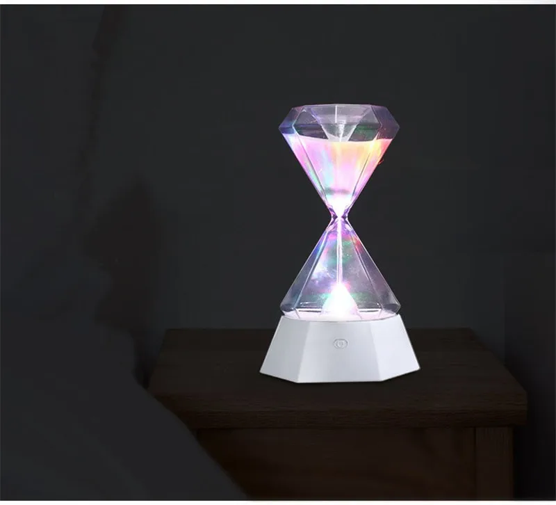 RGB домашний Ночной светильник с песочными часами и кристаллами лампа