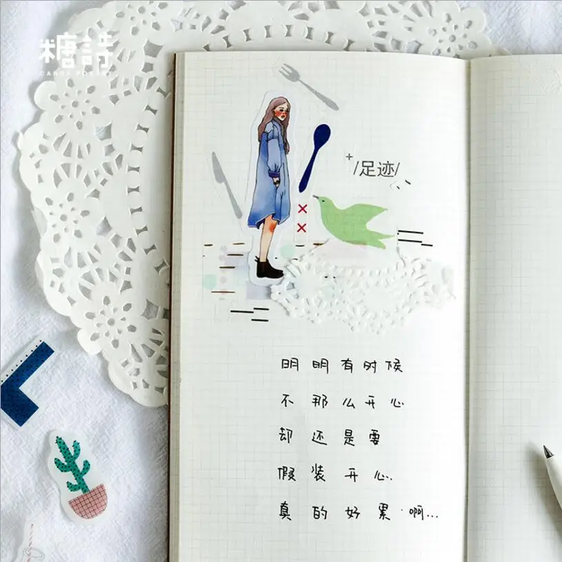 40 pcs/bag flower plants food Mint Decorative Washi Stickers Scrapbooking Stick Label Diary Stationery | Канцтовары для офиса и