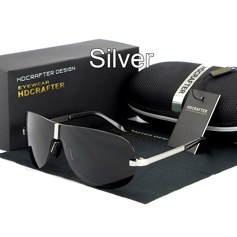 silver Распродажа HDCRAFTER без оправы Для Мужчин's-поляризованные очки UV400 объектив солнцезащитные очки мужской Eyewears аксессуары для Для мужчин - Цвет линз: silver