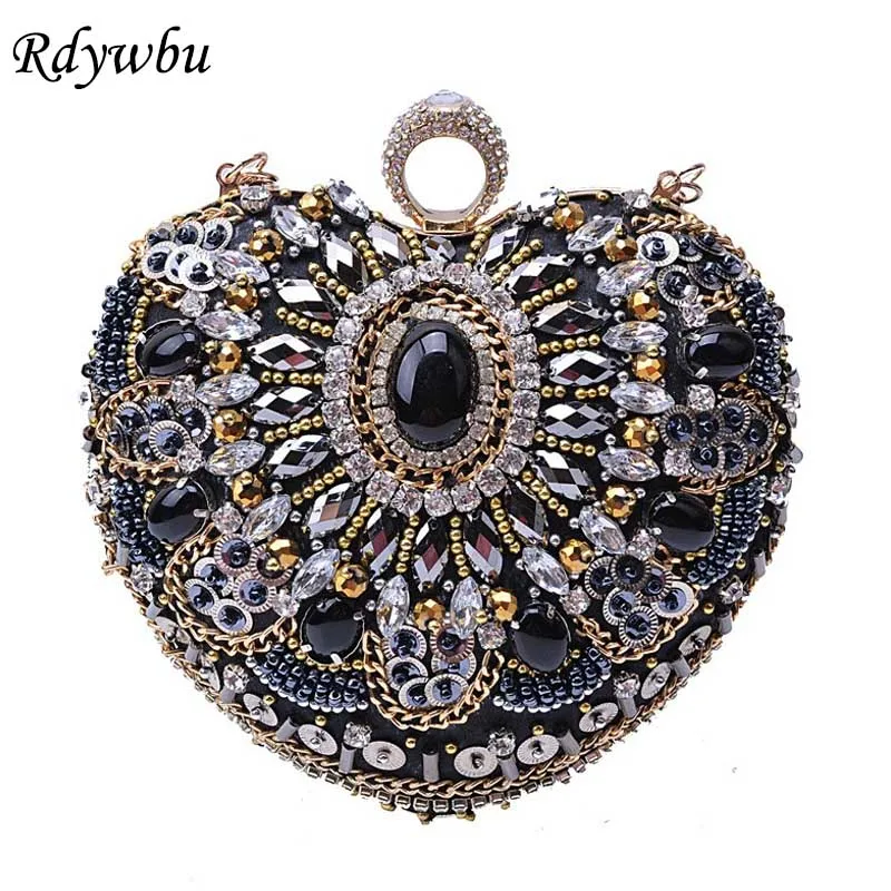 Rdywbu Роскошная вечерняя сумка с бисером и сердцем для женщин ручной работы клатч
