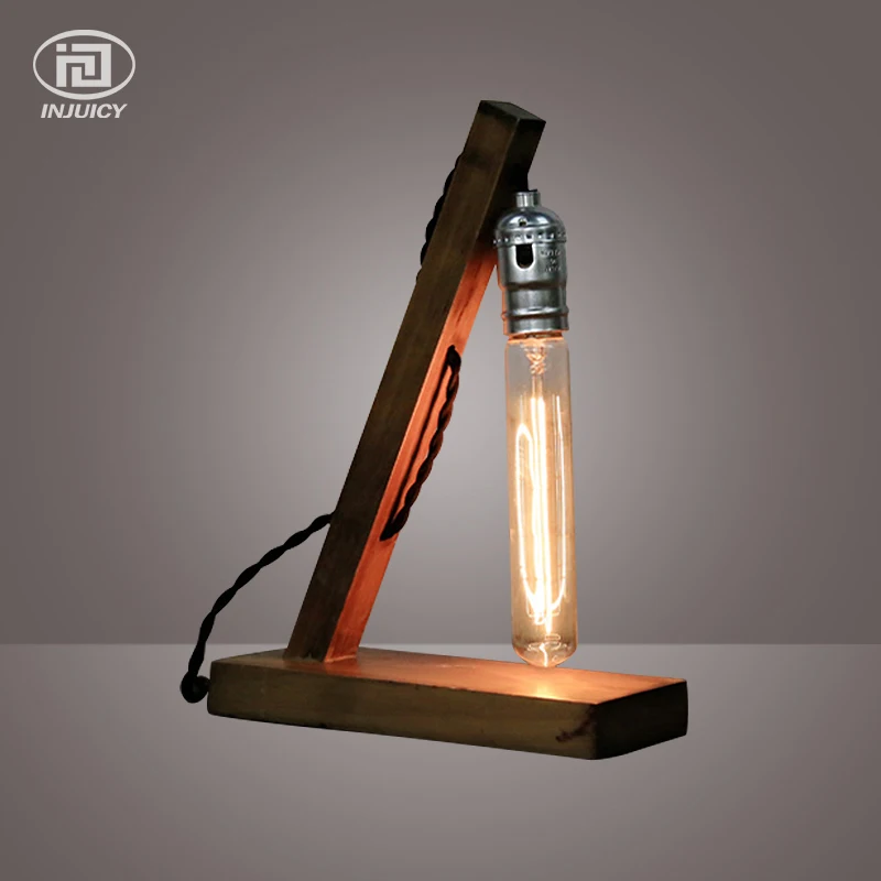 Лофт ретро дерево E27 Эдисон настольная лампа кафе дома Бар Украшение светильник