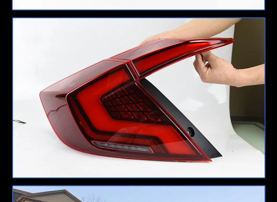 АКД светодиодный задние фонари Подходит для Honda Civic 10th G10 задний фонарь красный Копченый лампы стоп-сигнал