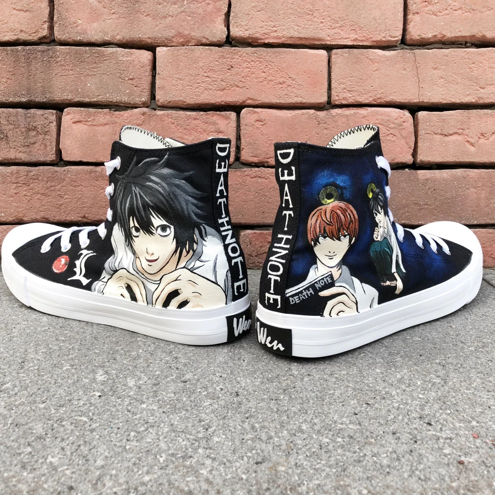 Кеды Wen с ручной росписью аниме Death Note повседневные холщовые кроссовки для мужчин