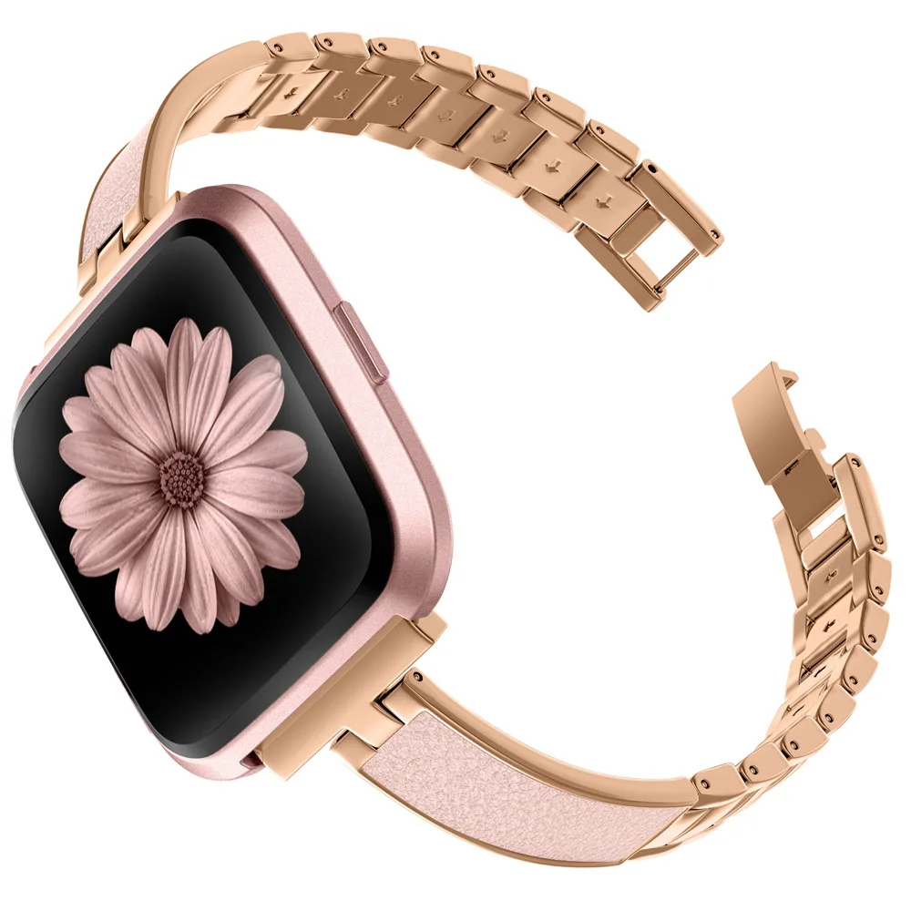 DRGoldPK Металлический браслет из нержавеющей стали, ремешок для Fitbit Versa, женский тонкий ремешок, сменные браслеты для Versa Lite, специальное издание - Цвет ремешка: DRGoldPK
