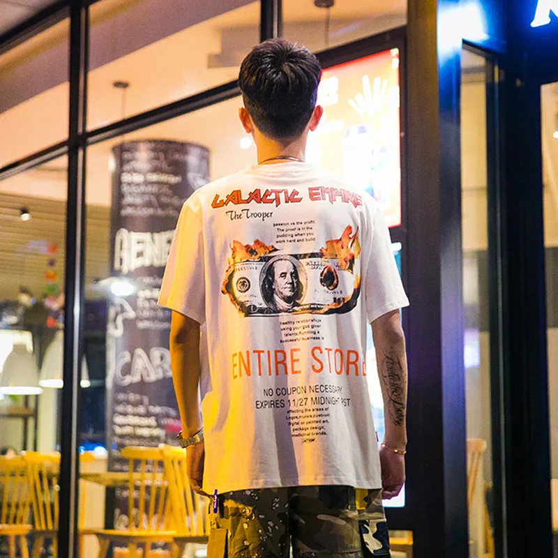 HFNF Футболка с принтом мужские топы черная футболка круглым вырезом Повседневная