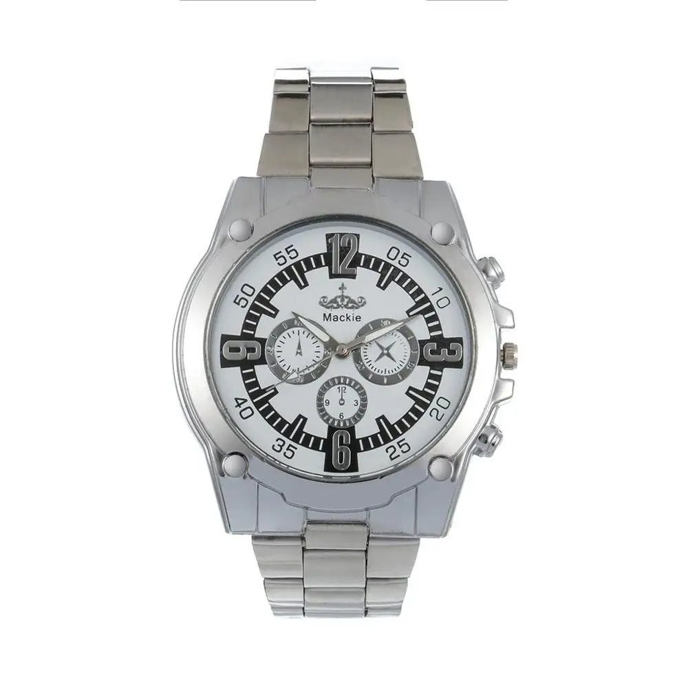 Часы наручные мужские кварцевые серебристые из нержавеющей стали брендовые