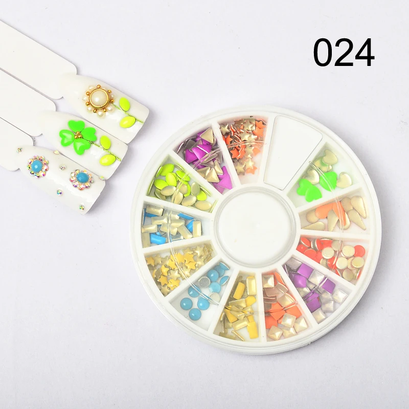 

ZKO 29 Patterns Colorful Nail Rhinestone Studs Chameleon Round Flat Bottom For Manicure DIY Tips Nail Art Decoration in Wheel