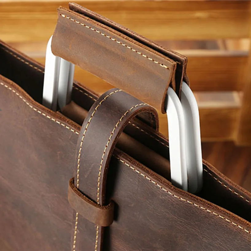 Сумка мессенджер мужская из натуральной кожи портфель тоут для ноутбука в ретро