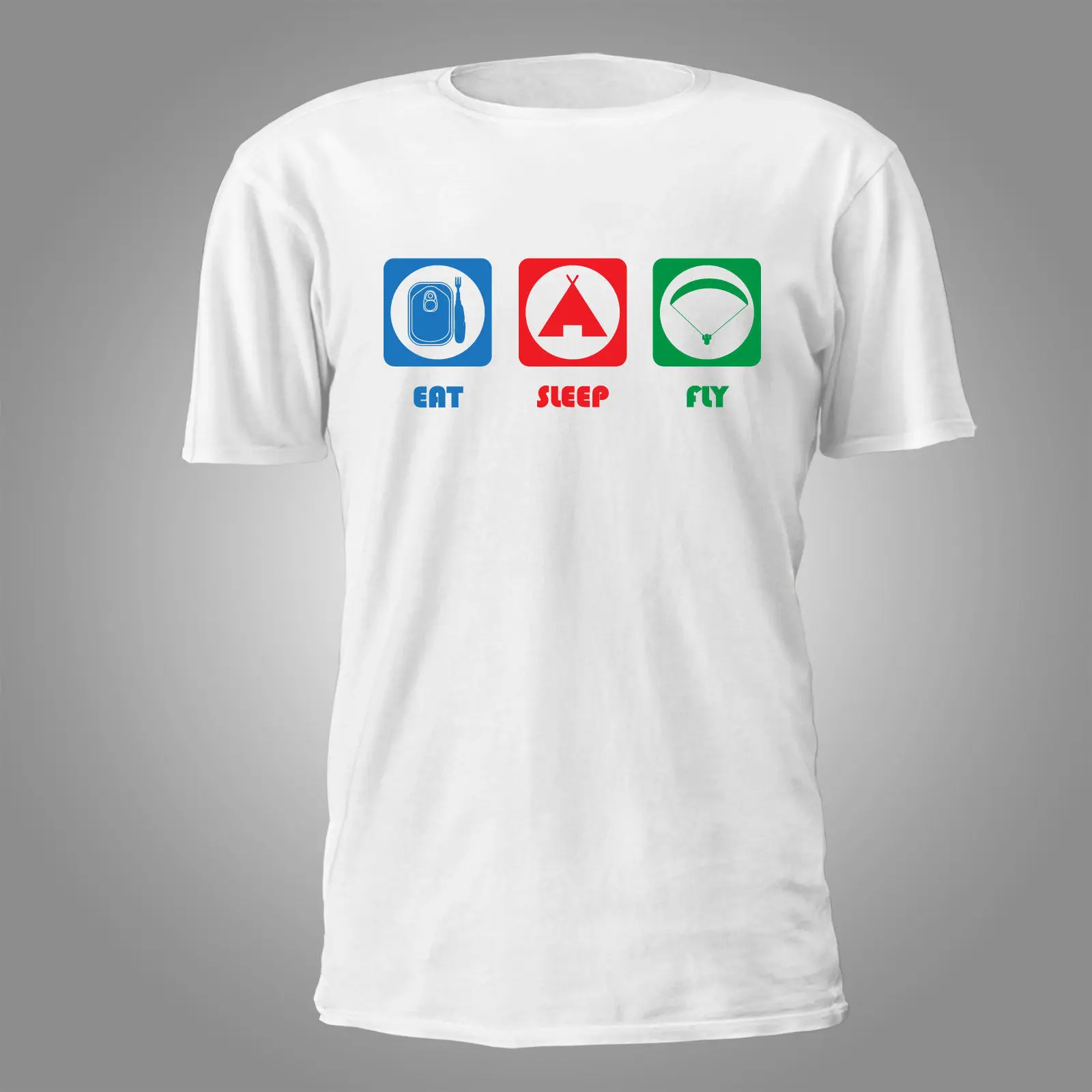 

2019 New Summer Casual Men T-shirt Paragliding T-Shirt - Eat Sleep Fly