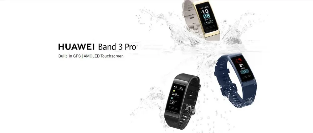 Huawei Band 3 Pro все-в-одном фитнес-трекер активности, водонепроницаемость 5 АТМ для плавания монитор сердечного ритма Встроенный gps+ NFC