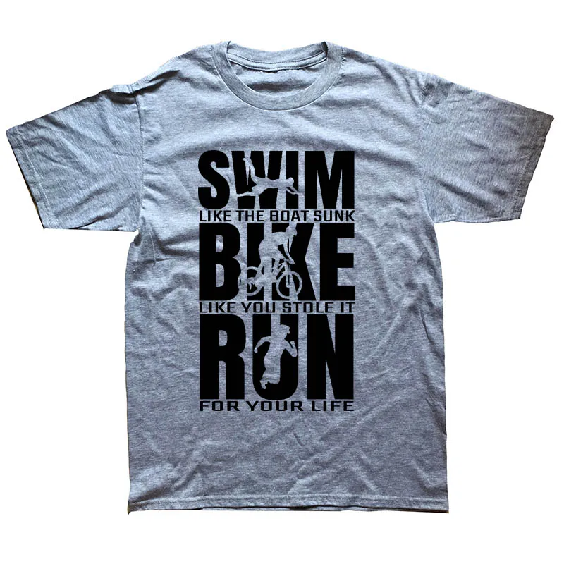 Триатлон Триатлет Runninger Swimmings Bikings забавная Футболка мужская летняя с коротким рукавом Уличная футболка хлопок футболки черный