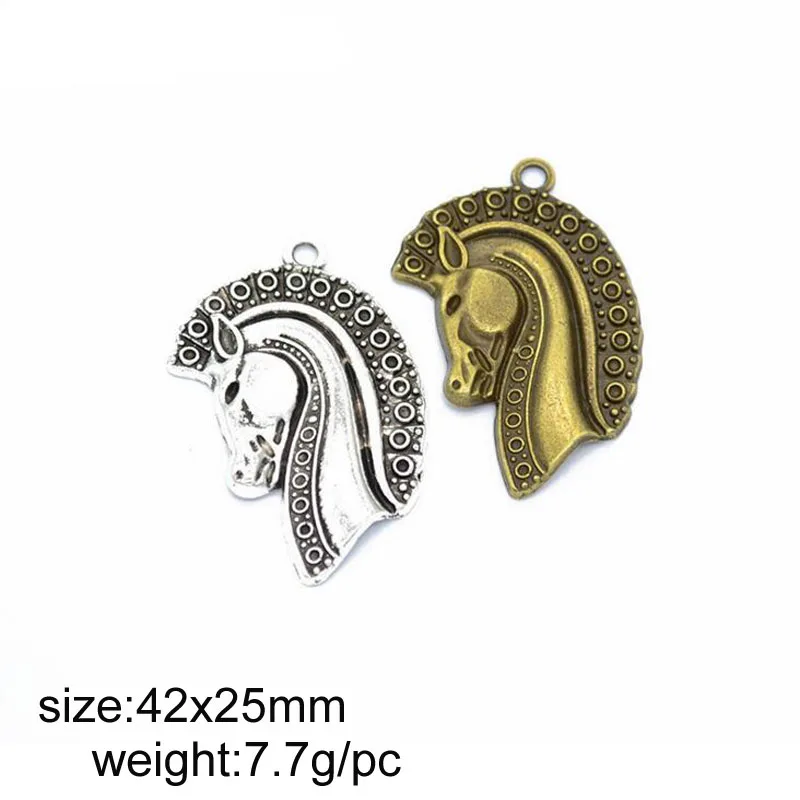 Подвеска в виде головы лошади под античное серебро 25 шт./лот 25x42 мм|charm pendant|head