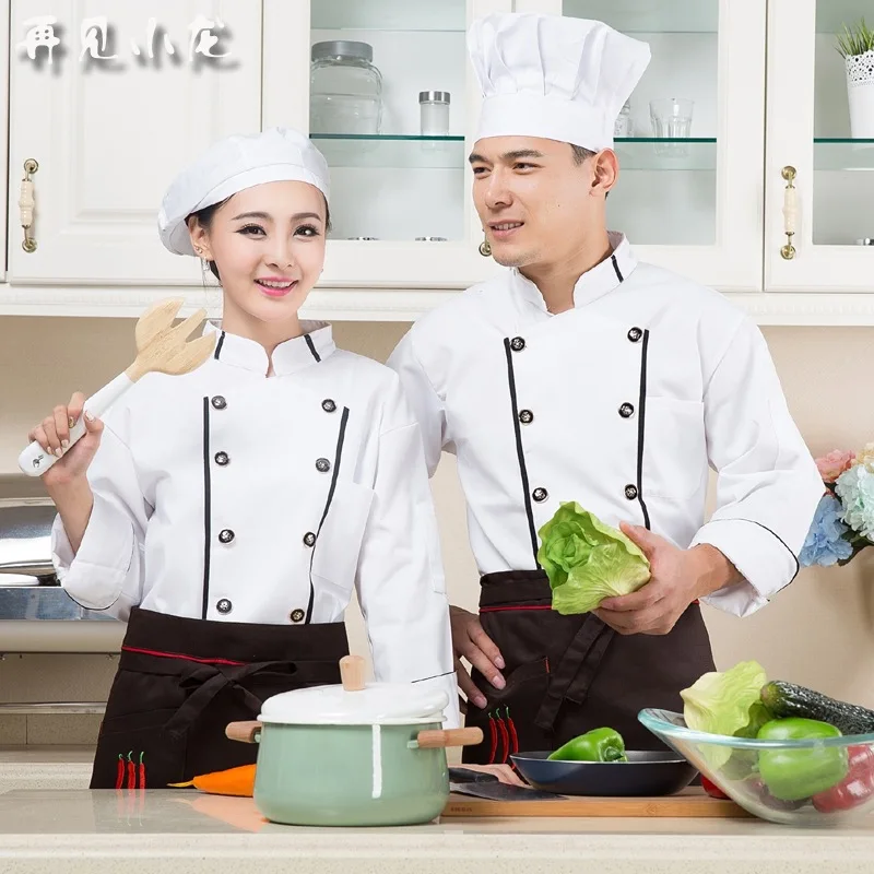 Новая куртка шеф-повара Мужская модная осенне-зимняя форма с длинными рукавами
