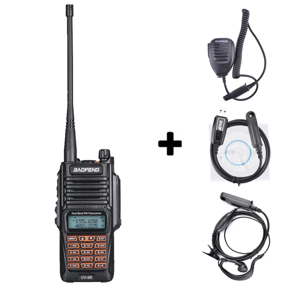 1headset 1mic 1cable Baofeng UV-9R IP67 8 Вт Long Range Walkie Talkie 10 км любительского радио Dual Band UV9R Портативный CB коммуникатор радио Водонепроницаемая рация - Цвет: 1headset 1mic 1cable