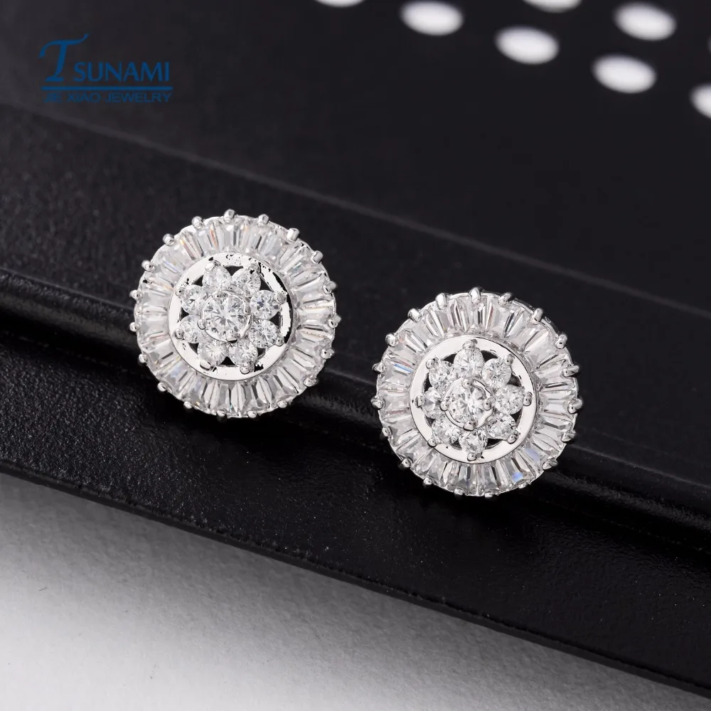 A famous brand of zircon earrings for women/girls An ear nail the round ladder ER-107 | Украшения и аксессуары