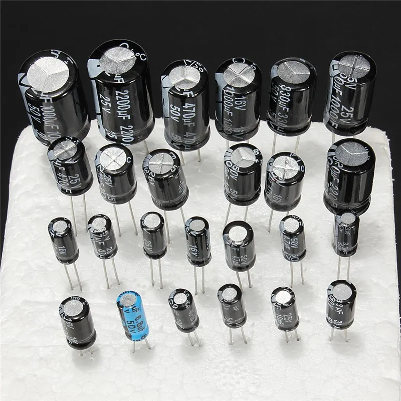 125pcs 1uF-2200uF 25V/50V 25Valuesx5Pcs Electrolytic Capacitors Assortment Kit Assorted Set | Электронные компоненты и