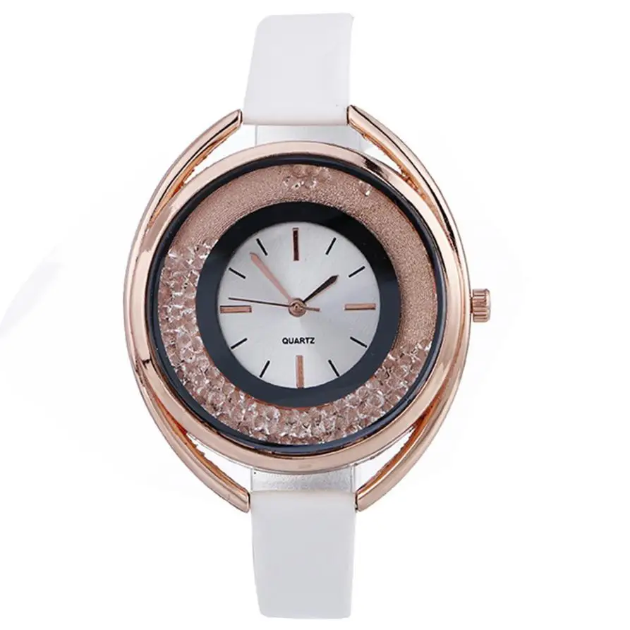 Женские часы 2017 модные кварцевые женские роскошные из натуральной кожи ремешок