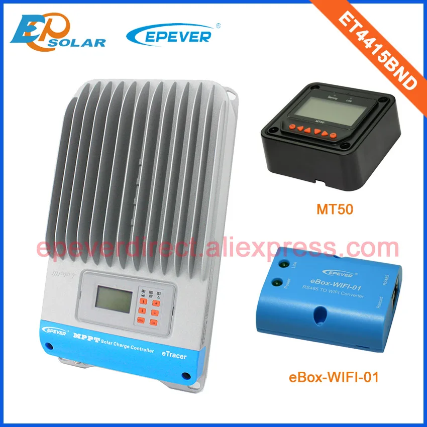 Контроллер зарядного устройства для солнечной батареи MPPT ET4415BND на 45 ампер с черным MT50 и функцией WiFi 12в/24в/36в/48в максимальный вход Pv 150в.