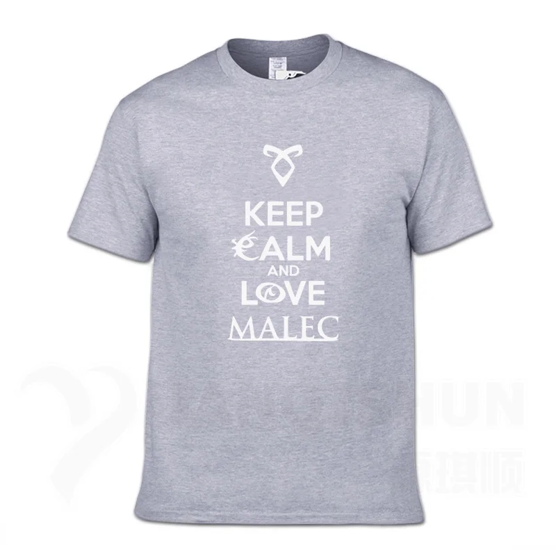 Keep Calm And Love Malec/Новинка года; футболка с охотниками в виде теней; модные летние топы 16 цветов; хлопковая хипстерская футболка с круглым воротником - Цвет: Gray 1