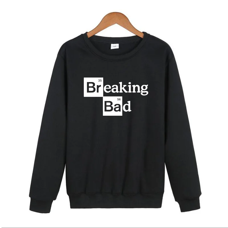 

Men's crew neck sweatshirt fleece male loose style Heisenberg cotton blend breaking bad printed men sweatshirts