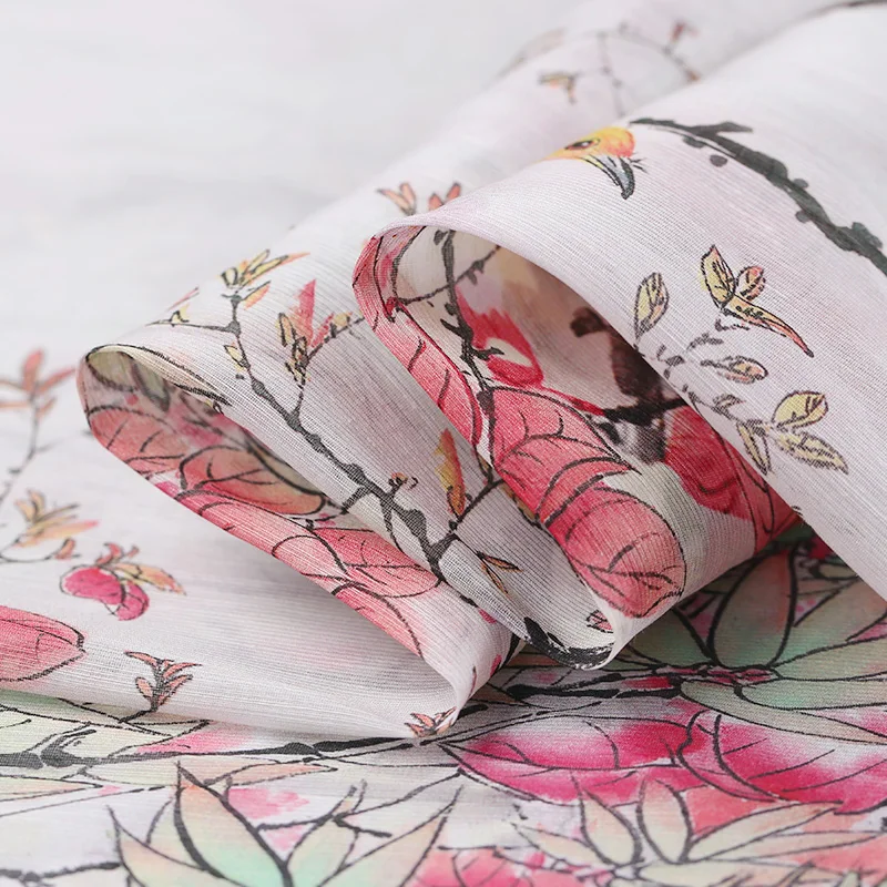 Wide digital printing silk linen fabric breathable chinese natural wholesale cloth | Дом и сад