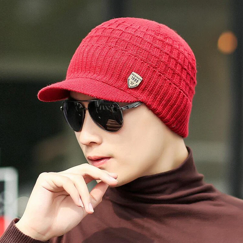 

Winter Beanies Men Scarf Knitted Hat Cap Mask Gorras Bonnet Warm Baggy Winter Hat For Men Women Skullies Beanies Hats