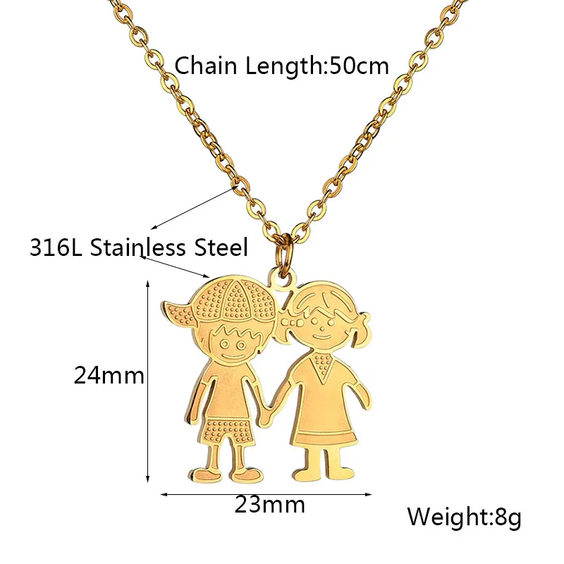 Модное золотое ожерелье ELSEMODE с подвеской для мальчиков и девочек из нержавеющей