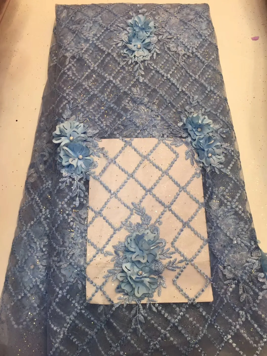

Teal Green Lace Fabrics High Quality 2019, New 3D Flower African Lace Fabric, Tulle Lace Wedding Dress RF411