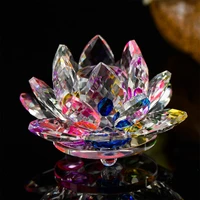 80100120140200mm mix color glass lotus flower crystal figure paperweight ornament feng shui decor collections