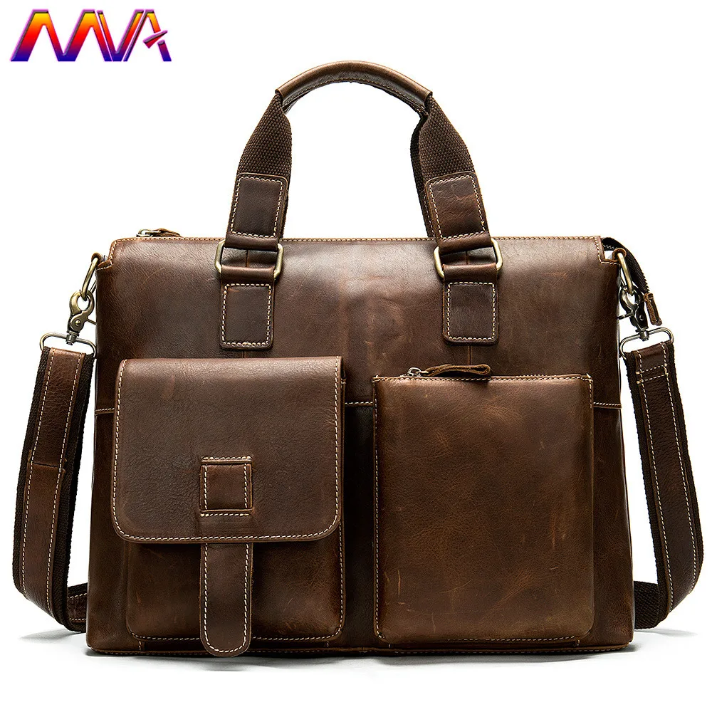 MVA Genuine Leather Men Breifcase Quality Cowhide Shoulder Bag Fashion Business Casual Handbag | Багаж и сумки