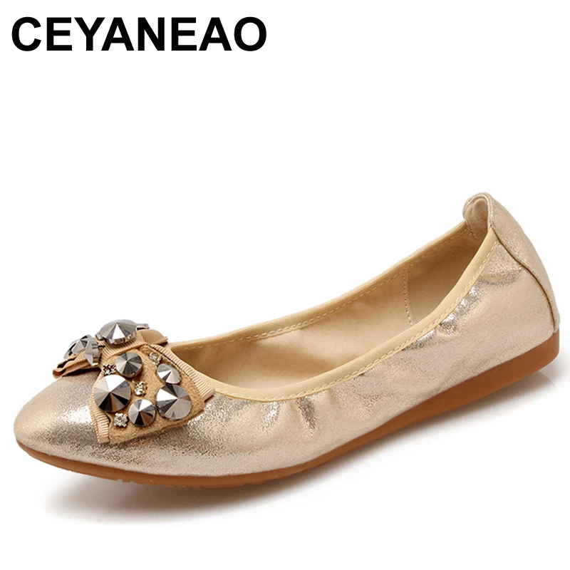 CEYANEAOFashion женские мокасины Стразы балетки на плоской подошве с украшением в виде