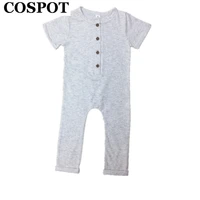 cospot baby boys girls summer romper newborn cotton jumpsuit infant plain color red gray pajamas jumper 2021 new arrival e33